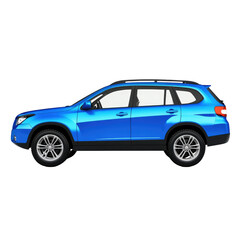 Fototapeta premium Side View of a Blue SUV Isolated on a Transparent Background Showing Wheels and Metallic Detail