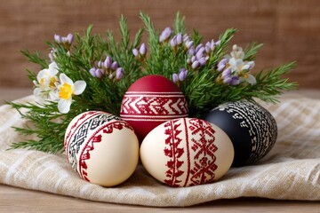 Traditional Pysanky Ukrainian Easter eggs decoration