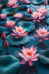 The summer lotus swaying in the morning light