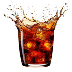 Icy beverage splash in glass with dark background