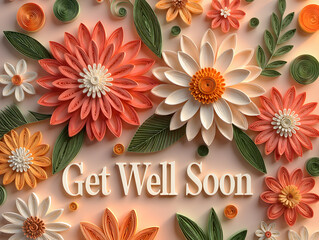 Paper Quilling Style "Get Well Soon" Coral Sunset Care
