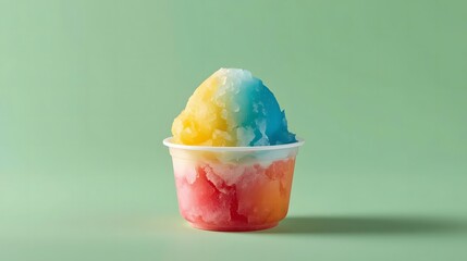 Rainbow Snow Cone Dessert With Spoon
