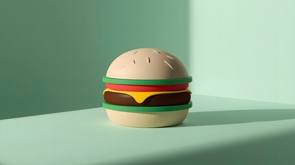 Cheeseburger On Plate With Shadow