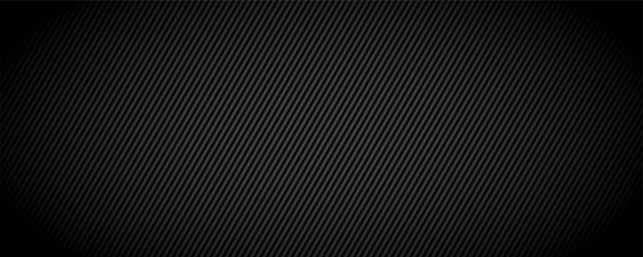 Black technical linear background. Abstract diagonal line pattern texture. Tech carbon striped design wallpaper. Vector geometric insulation wall concept. Dark slanted stripes cover backdrop