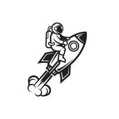 Obraz premium Astronaut riding a rocket ship, space exploration, adventure, journey, isolated on white background.
