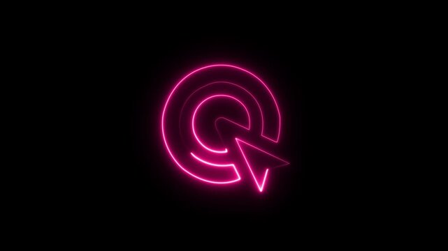 neon mouse cursor arrow icon animation glowing arrow pointer for digital interface 4k