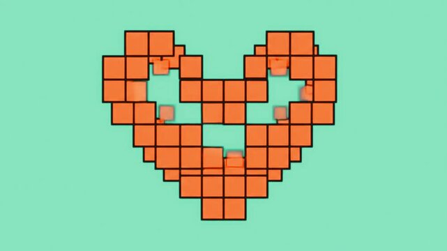 video game heart pixelated Flat 2D vector outline illustration Solid flat colors only