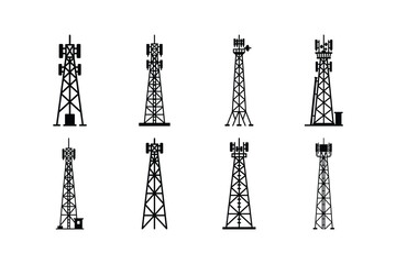 Mobile communication tower silhouette icon