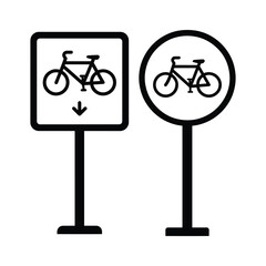 Bicycle lane sign silhouette icon