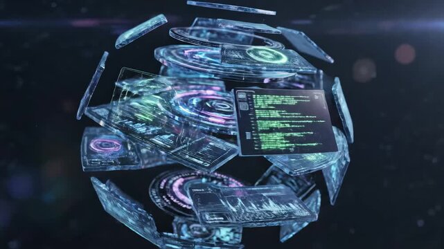 Floating futuristic transparent screens