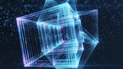 Abstract glowing geometric cubes - Powered by Adobe