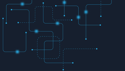 Abstract digital AI circuit board background with tech icons. Digital technology motherboard texture design. Engineering circuit board concept for poster, header, banner, website, presentation