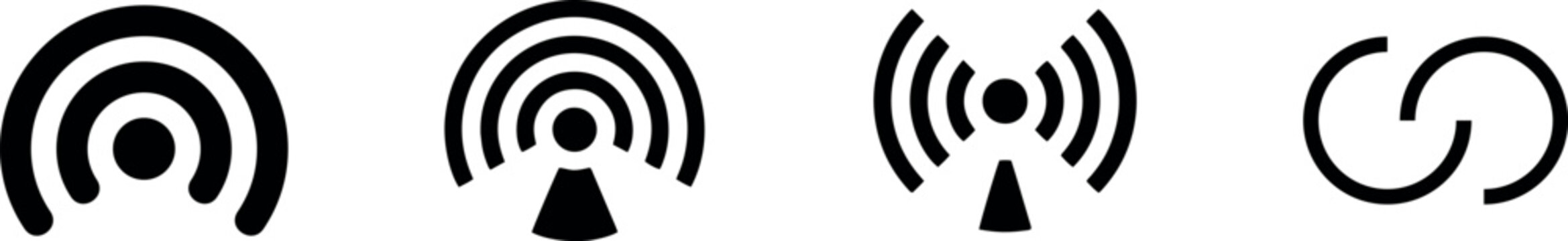 WiFi wireless internet signal icon isolated black symbol representing connectivity network communication technology hotspot vector illustration design