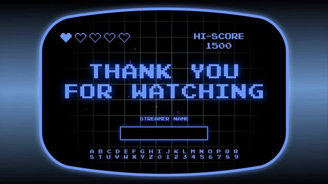 Thank You For Watching Text Neon Pixel Gaming Screen Animation