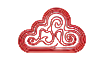 Red Cloud Shape with Swirls