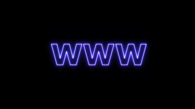 neon glowing www icon animation for digital branding and modern interface 4k