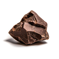 Rich, dark chocolate piece with rough texture, showcasing its natural form and deep color, perfect for culinary use or dessert decoration