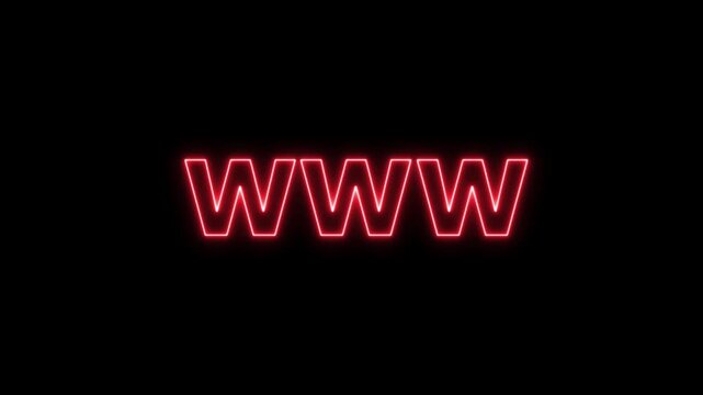 neon glowing www icon animation for digital branding and modern interface 4k