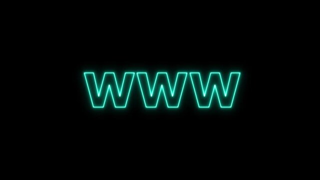 neon glowing www icon animation for digital branding and modern interface 4k
