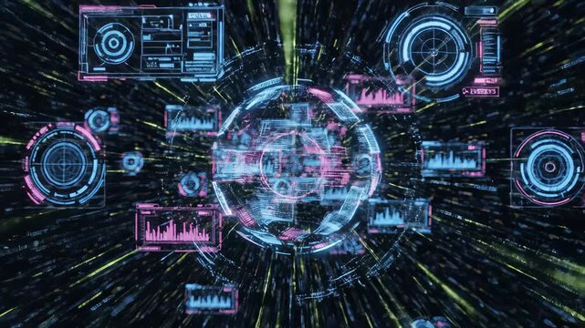 Futuristic data interface with glowing elements