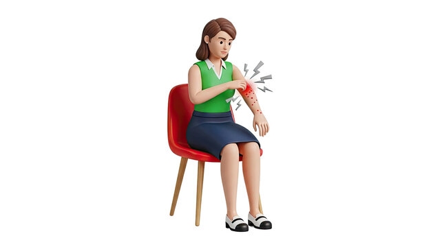 Woman scratching itchy arm with red spots