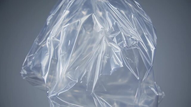 Transparent plastic bag folds and creases