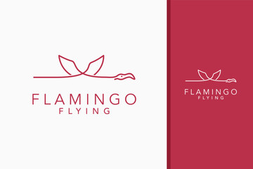 Flamingo line flying logo symbol icon design