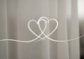 Abstract Glowing Hearts Intertwined on a Soft Textured Neutral Background
