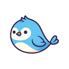 Fototapeta premium Blue Bird Cartoon Vector Illustration