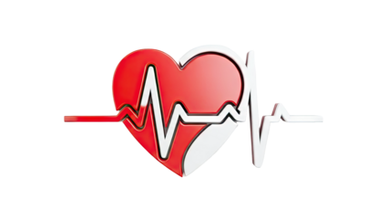 3D Red Heart with ECG Line