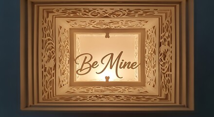 Intricate Paper Cut Light Box Displaying the Romantic Message "Be Mine"