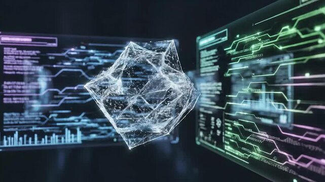 Futuristic digital interface with data visualization