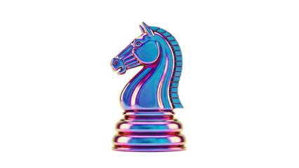 Iridescent Chrome Chess Knight