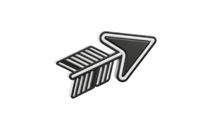 3D Black and White Arrow Icon Pointing Right