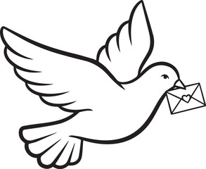 Obraz premium White dove flying with love letter bird envelope