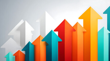 Colorful Arrows Point Upward on a Light Background Showing Growth and Progress in Line With Business and Development Themes