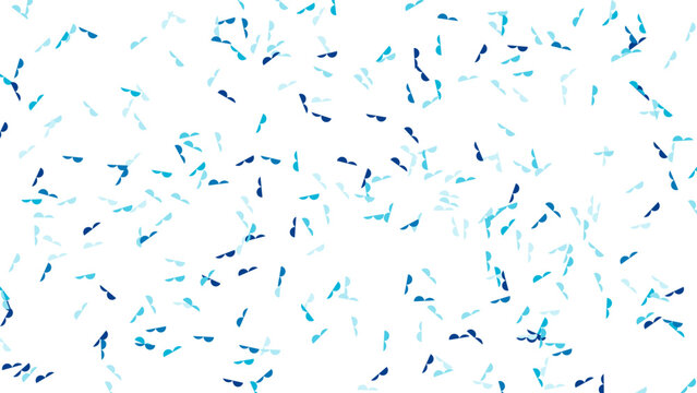 Abstract Blue Sprinkles Falling Background on White