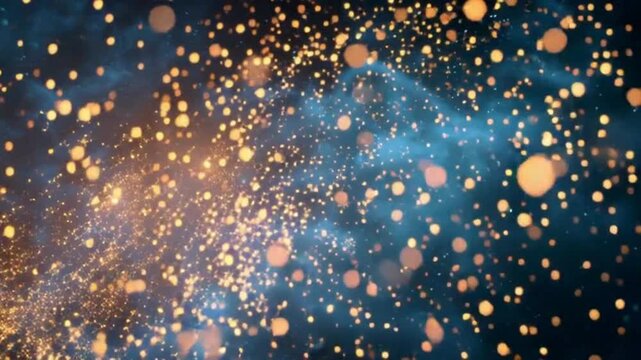 Golden Sparks Transforming into Stars in Dreamy Space Scene
