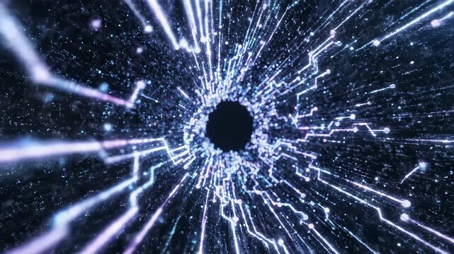 Abstract glowing particle explosion