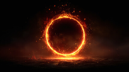 A fiery portal of pure energy glowing brightly, surrounded by a dark and mysterious aura