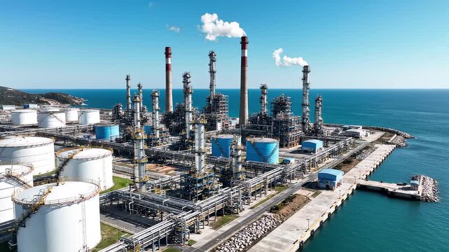 Aerial view of an industrial oil refinery