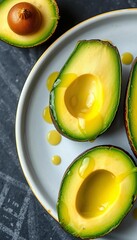Avocado slices with olive oil drizzle, monounsaturated fats, keto-friendly, avocado,  avocado slices