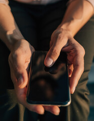 Human Hands Holding Smartphone Naturally