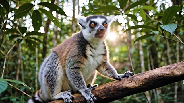 Ring-tailed lemur in its natural habitat, close-up and full view.
