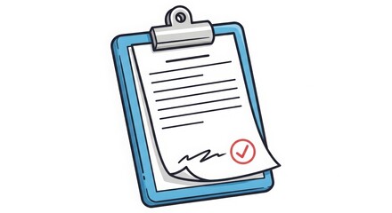 Clipboard with Checklist and Red Checkmark Approval Vector Illustration
