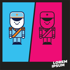 Cartoon character of marching band