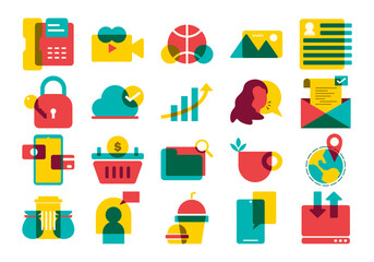 Obraz premium Flat Overlapping Icon Element