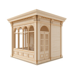 Fototapeta premium Elegant Wooden Gazebo Miniature Model with Arched Windows and Doors