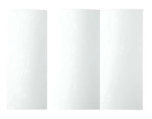 A flat, rectangular sheet of white paper folded into three equal vertical sections. Shadows suggest depth and texture