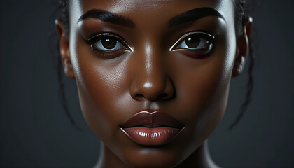 Luxury beauty skincare portrait of Black woman with flawless glowing skin for premium cosmetics brand advertising banner